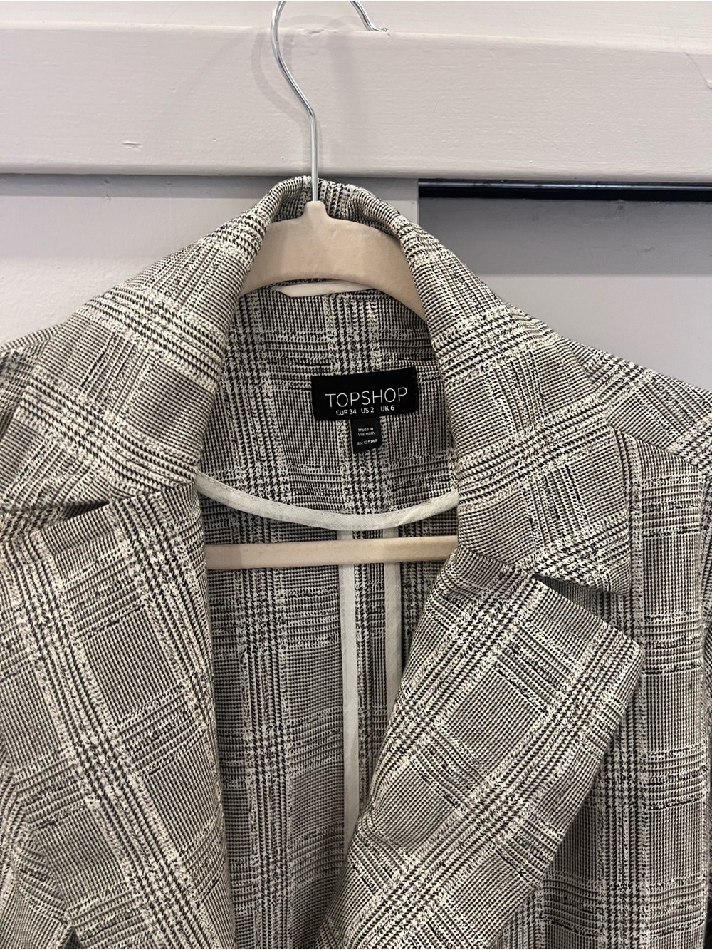 Topshop Black and White Plaid Trench Coat
